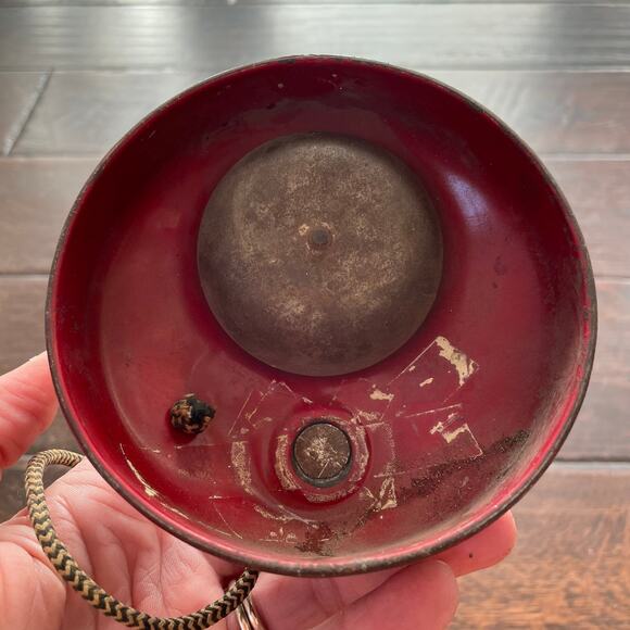 Vintage Tin Candlestick Telephone Toy Child Phone Wood Red Antique READ - Picture 12 of 14